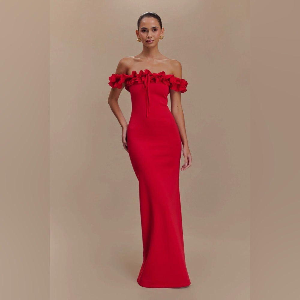 Nova Ruffle Off Shoulder Maxi Dress